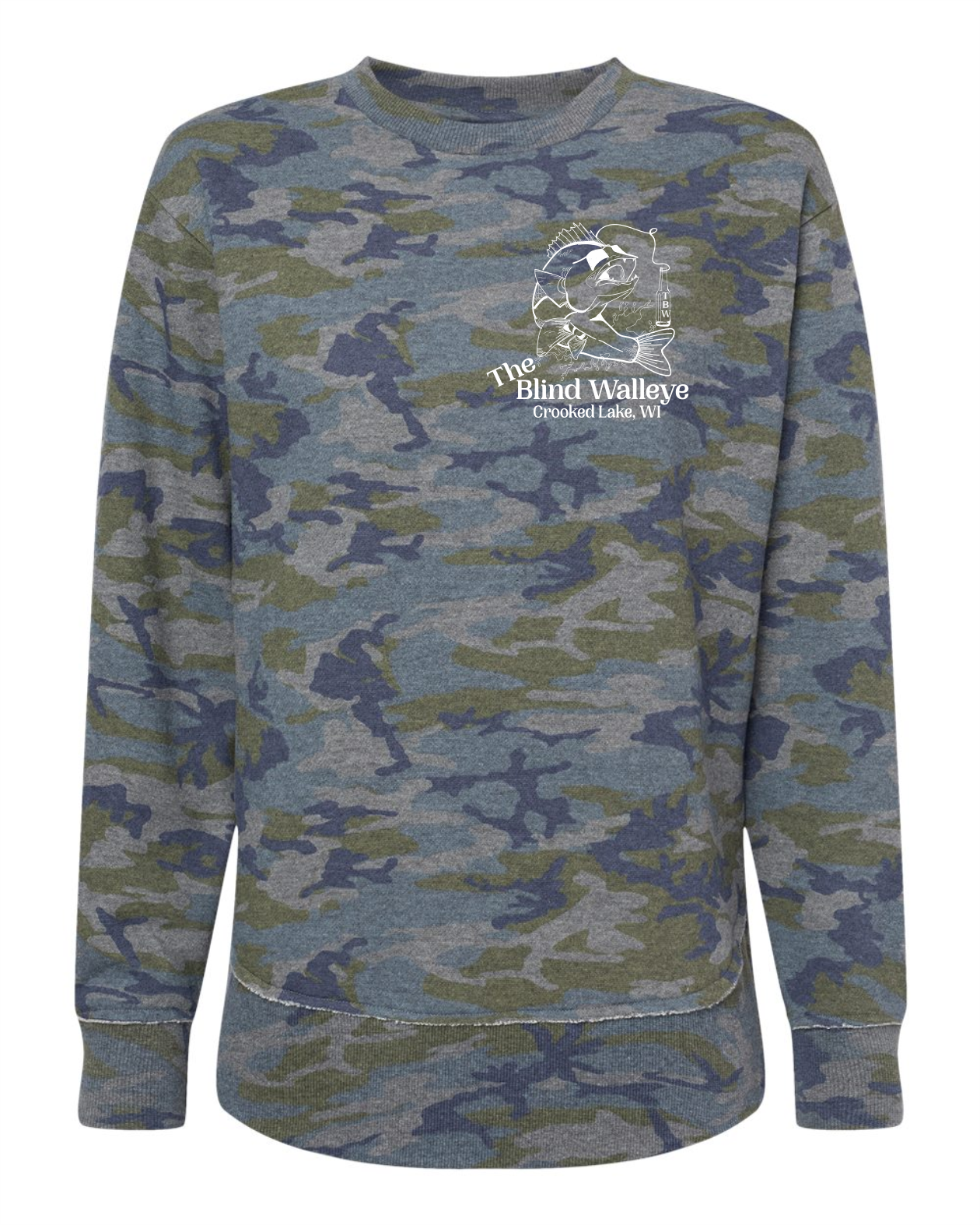 Blind Walleye Crewneck Tunic Sweatshirt - Ladies
