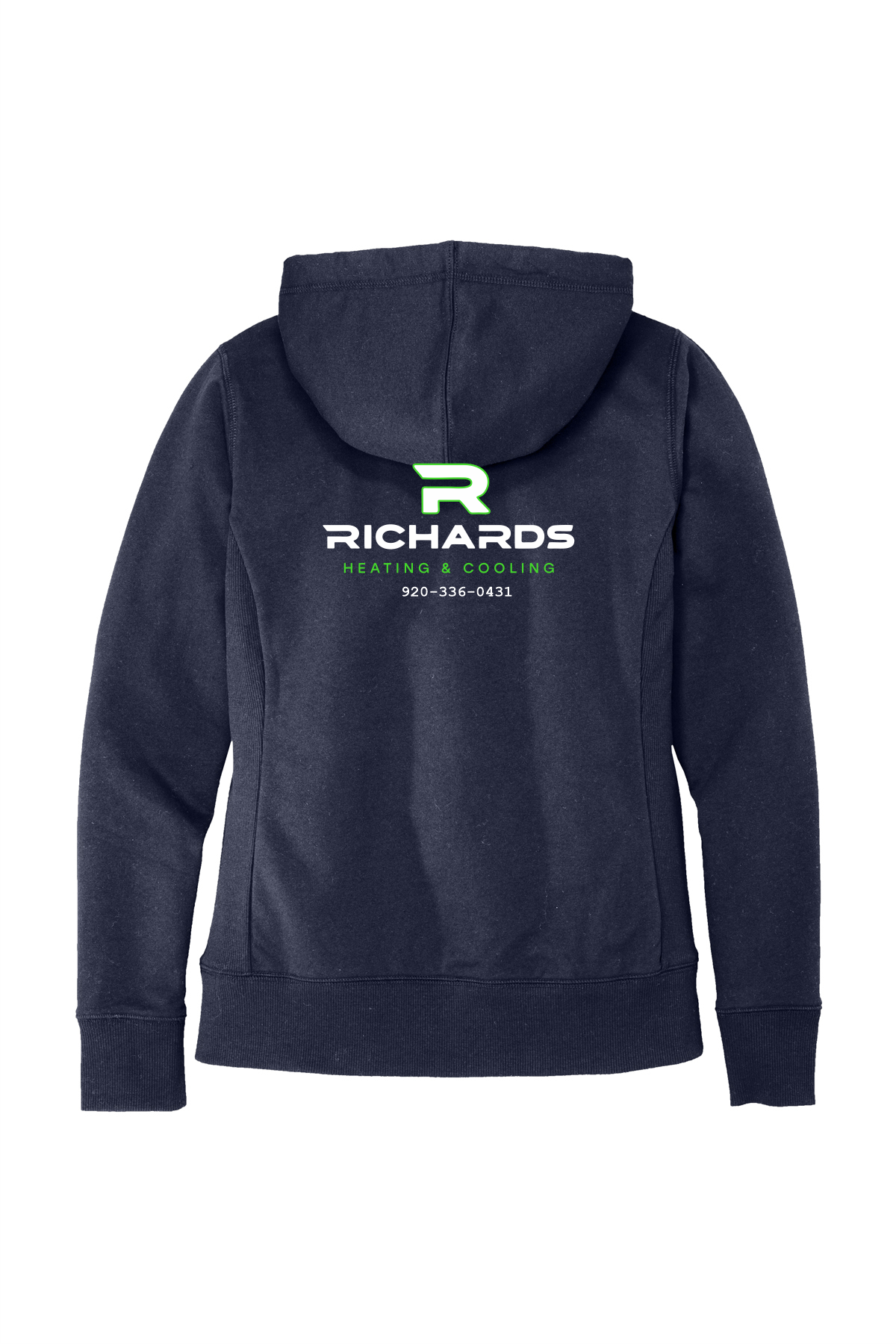 Richards Ladies Full Zip Hooded Sweatshirt with FULL BACK Printing