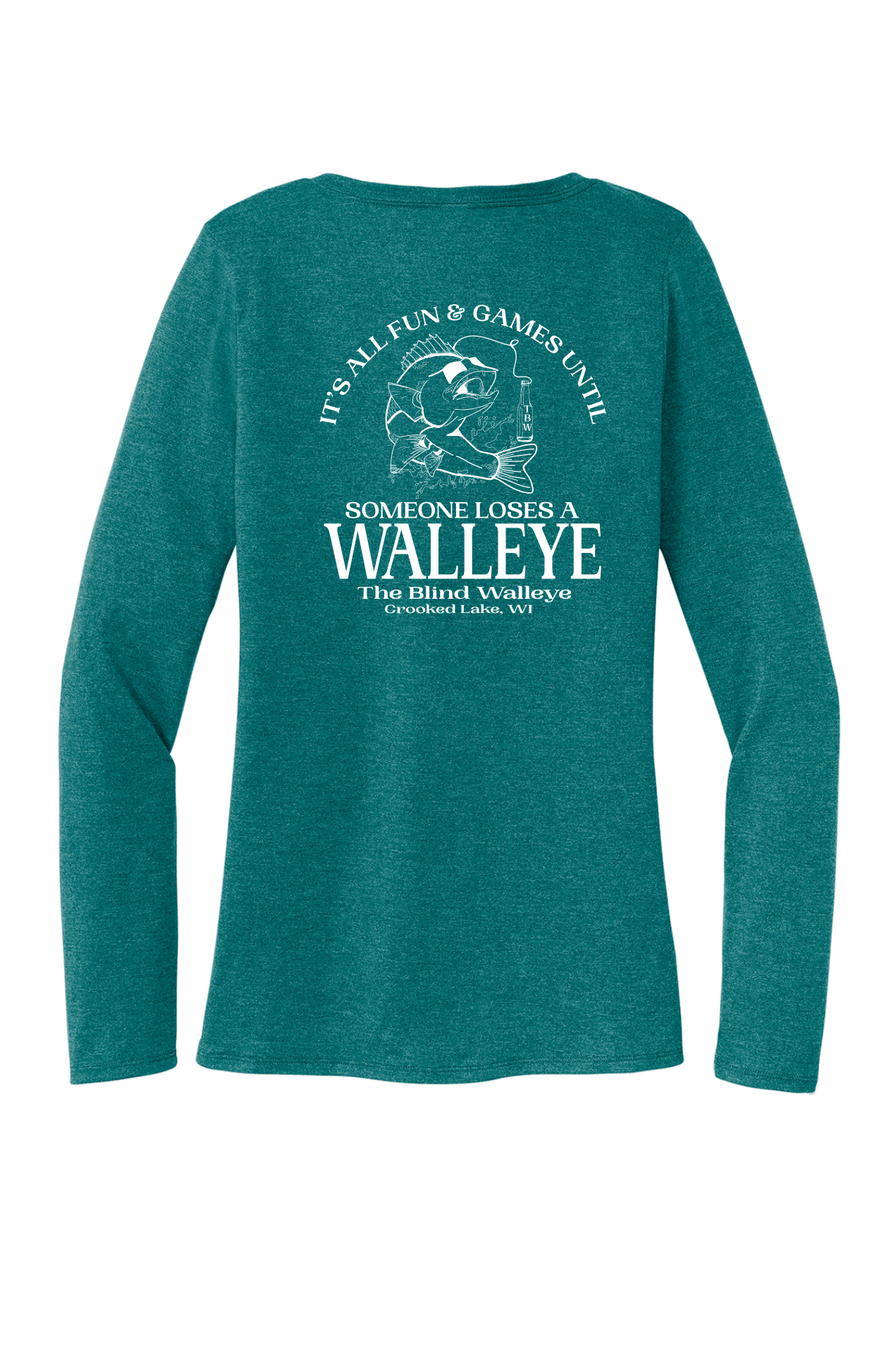 Blind Walleye Ladies Long Sleeve V-neck T-Shirt