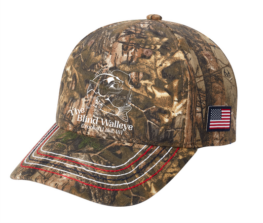 Blind Walleye American Flag Camo Hat Embroidered