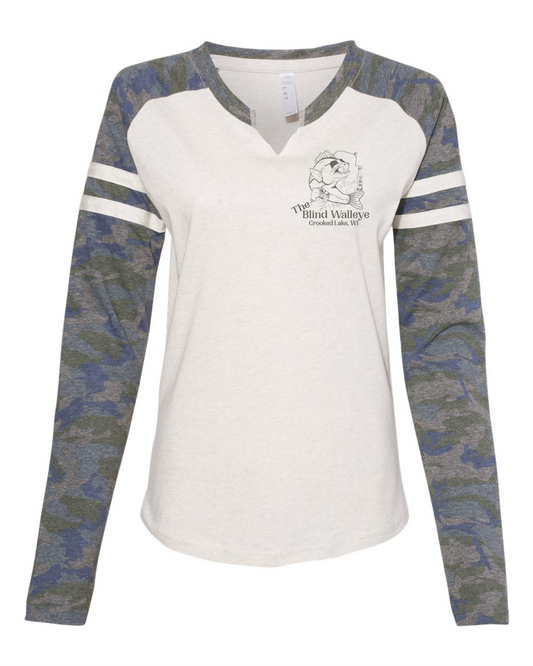 Blind Walleye Ladies Long Camo Sleeve Jersey