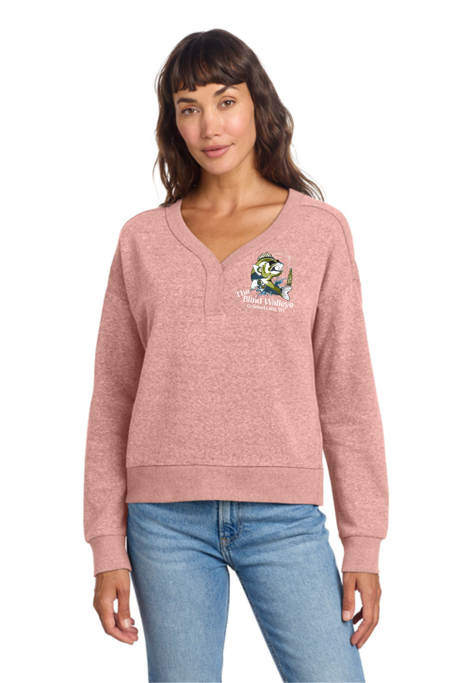 Blind Walleye Ladies Vneck Sweatshirt