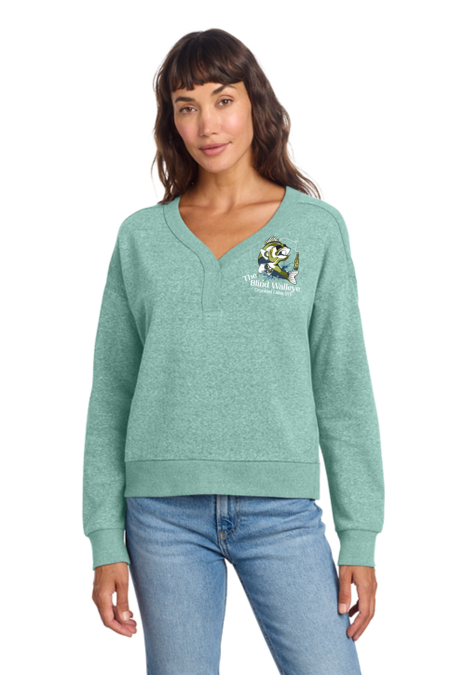 Blind Walleye Ladies Vneck Sweatshirt