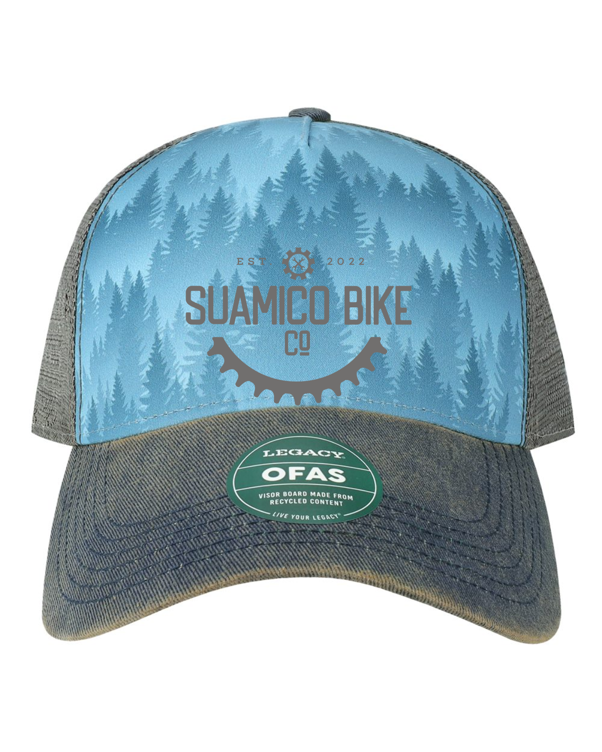 Suamico Bike Printed Mid Profile Hat Embroidered Logo