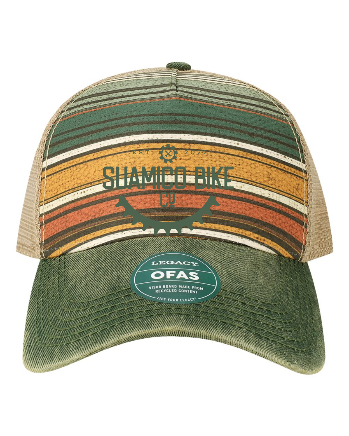 Suamico Bike Printed Mid Profile Hat Embroidered Logo