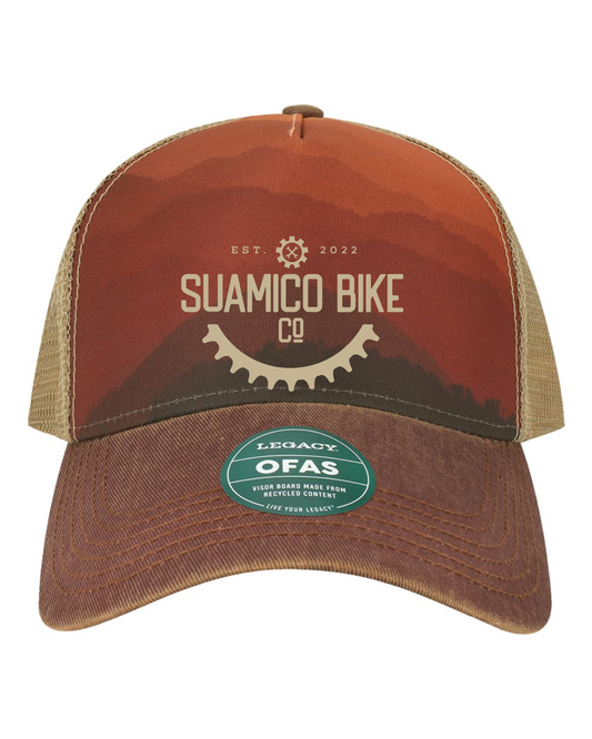 Suamico Bike Printed Mid Profile Hat Embroidered Logo