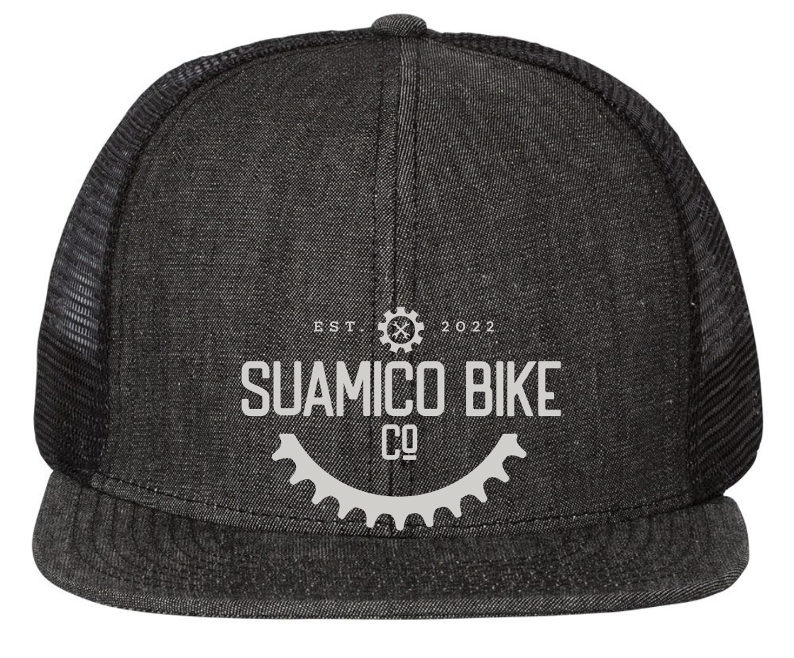 Suamico Bike Flat Bill Mid Profile Hat Embroidered