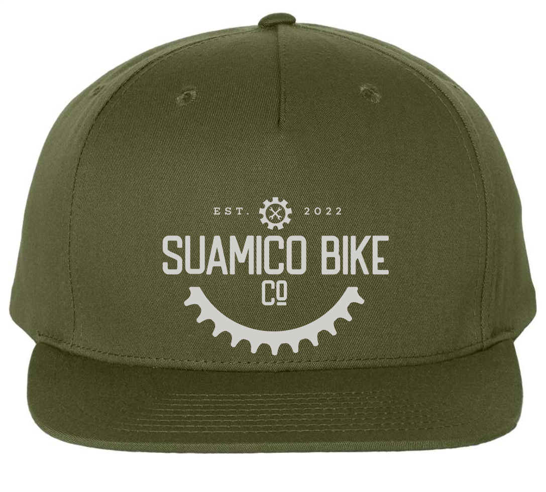 Suamico Bike Flat Bill Mid Profile Hat Embroidered